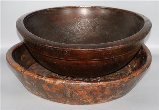 2 wooden tribal bowls